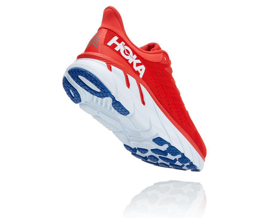 Running Shoes Mens - Hoka One One Clifton 7 - Red/White - JWSLBHD-51